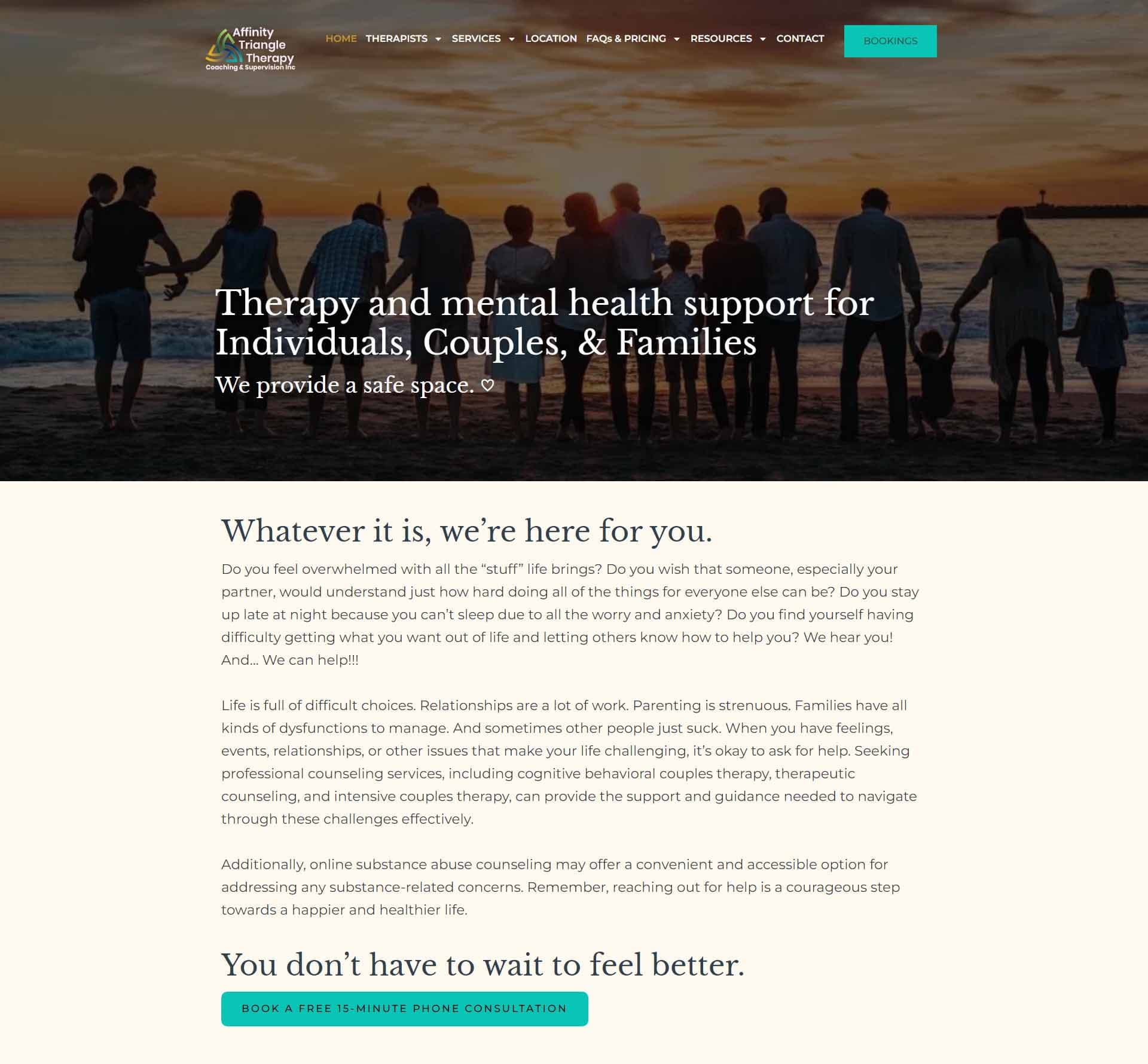 Therapy website design |Affinity Triangle