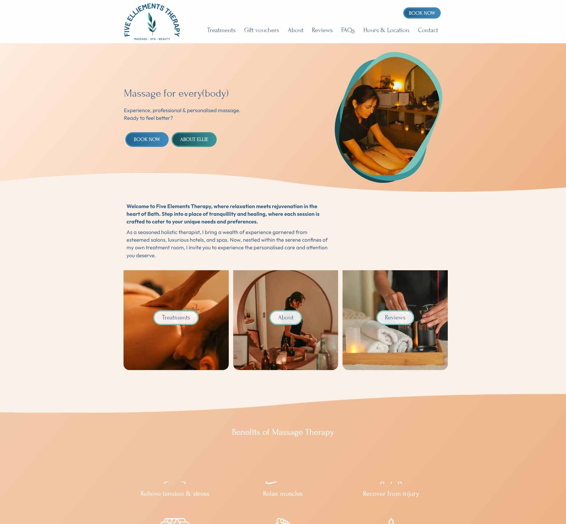 Therapy website design |Five Elliements therapy