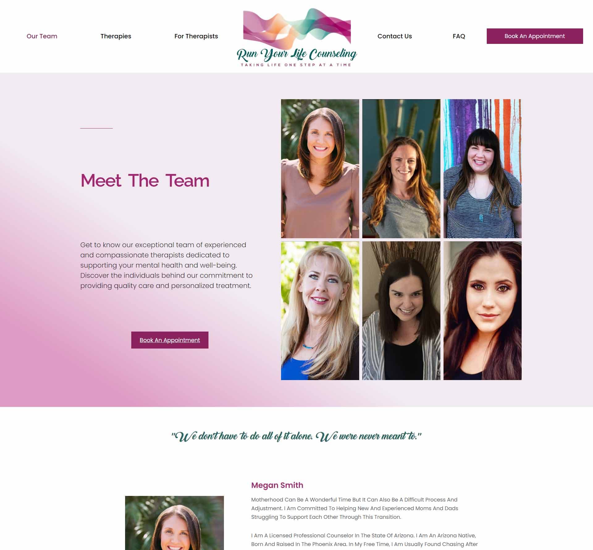 Therapy website design |Run Your Life Counseling