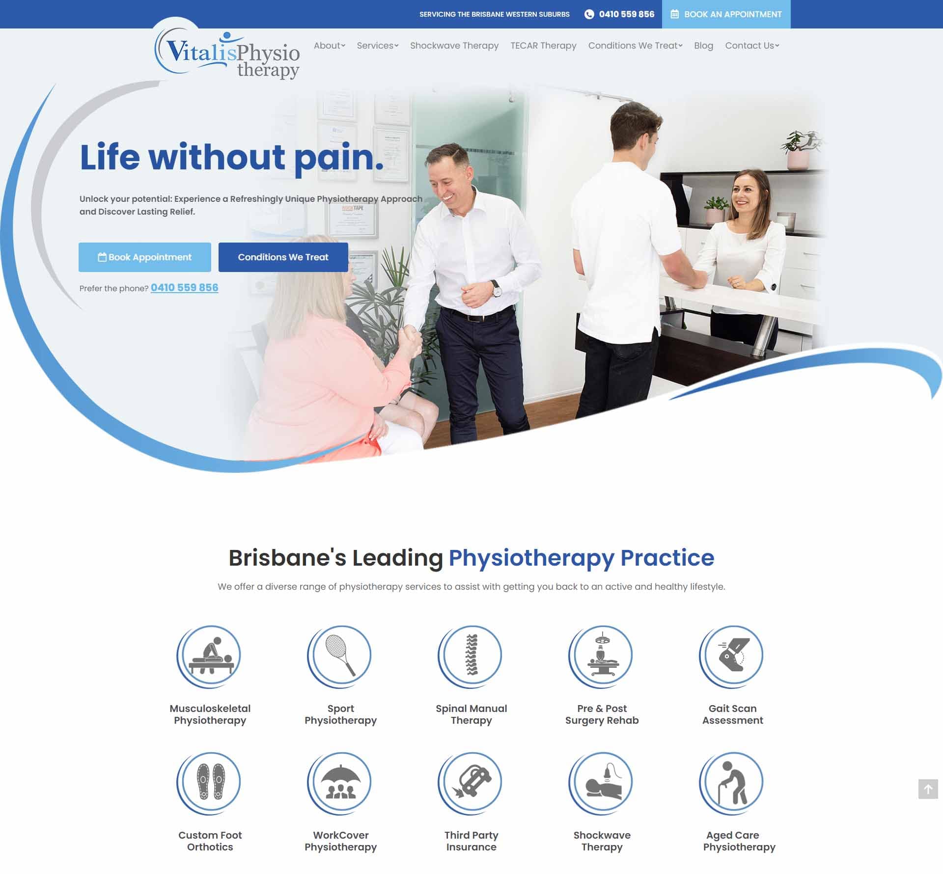 Therapy website design |Vitalis Physio Therapy 