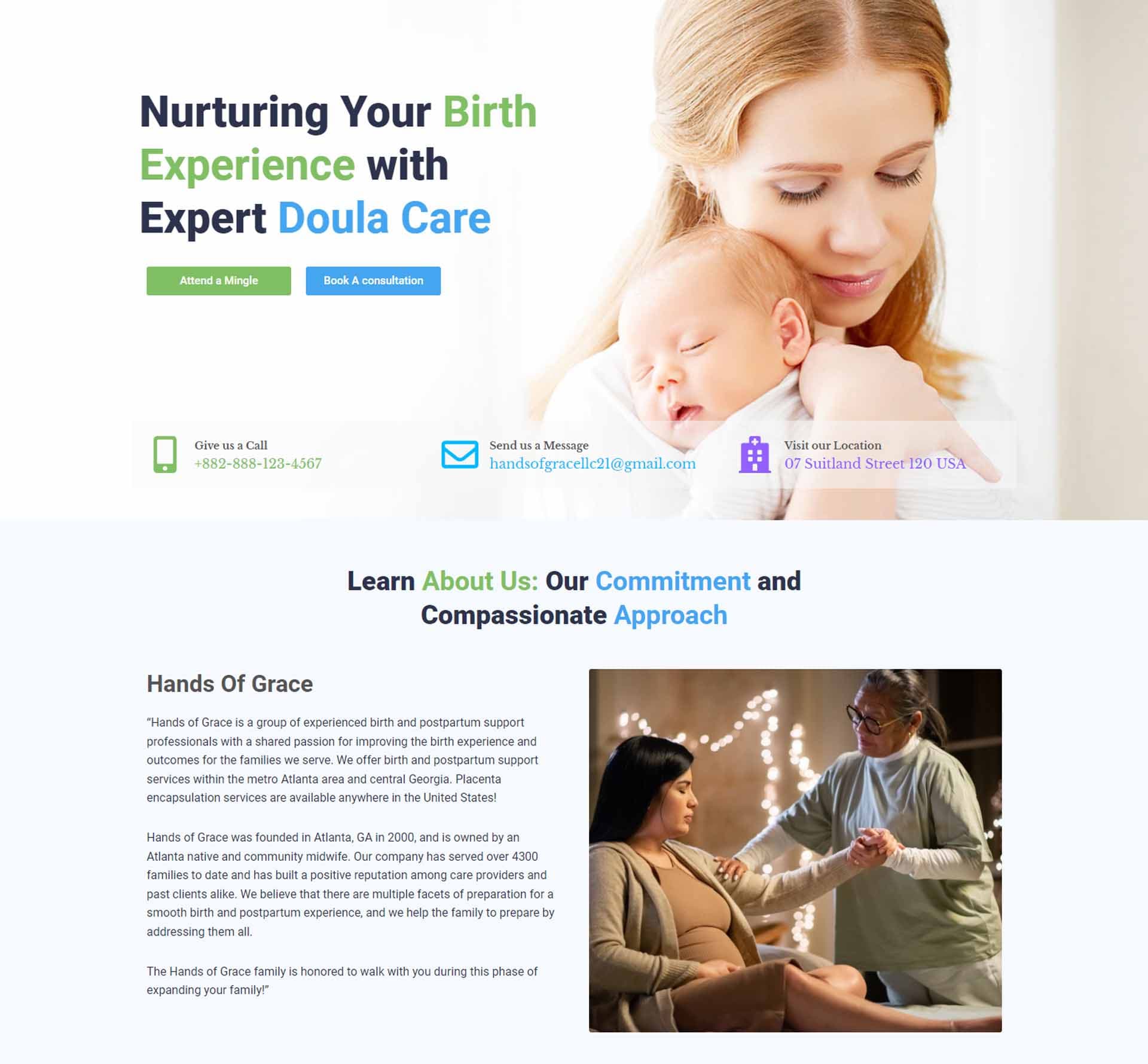 Therapy website design |Hands of Grace